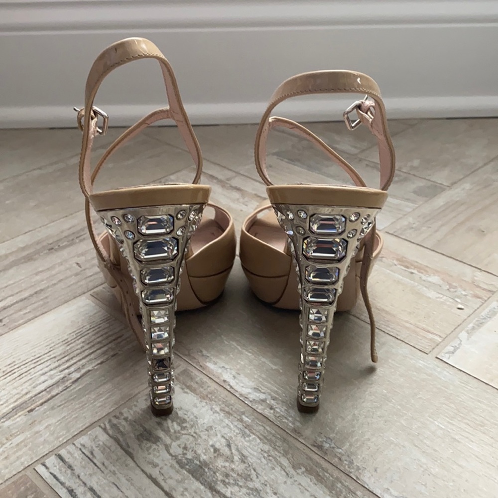 MIU MIU Nude patent rhinestone heels sz 38